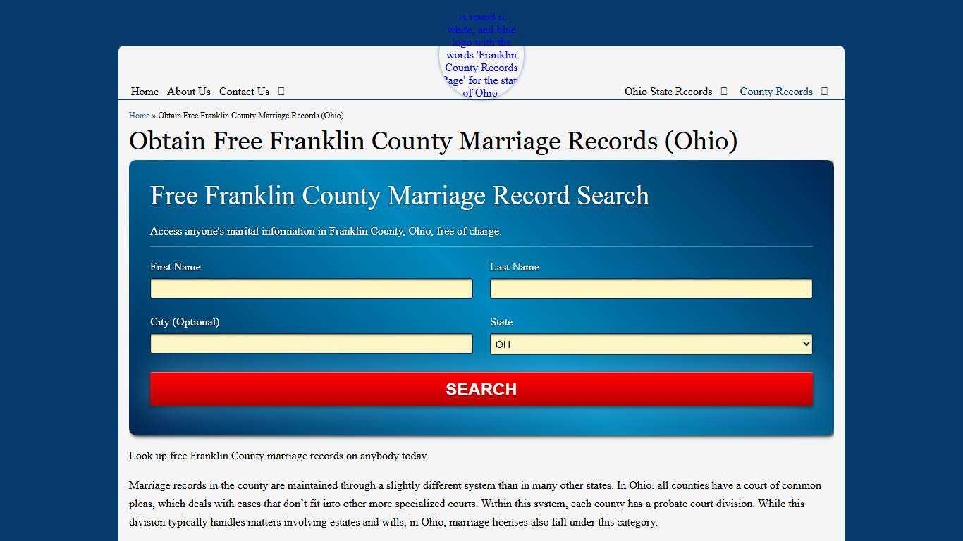 Obtain Free Franklin County Marriage Records (Ohio)