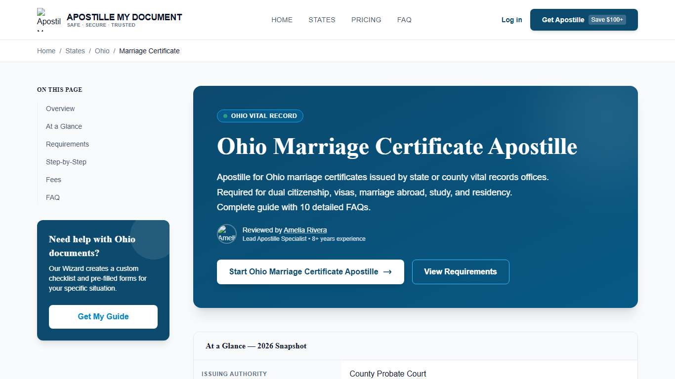 Ohio Marriage Certificate Apostille Complete 2026 Guide